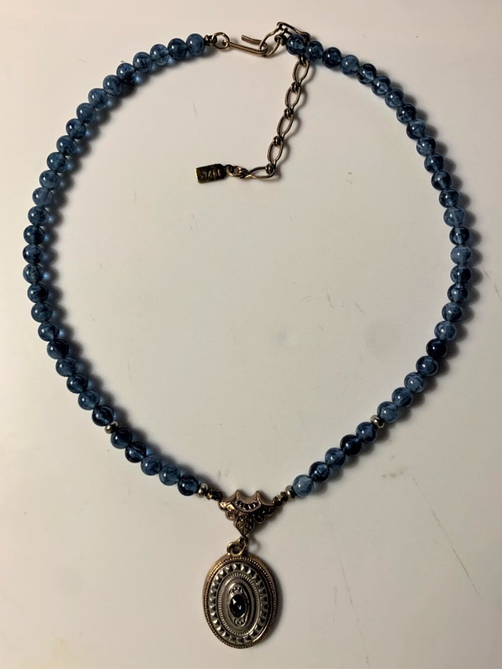 Vintage 1928 Blue Necklace with Pndant.